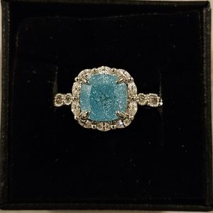 Aquamarine Ice Crystal Ring Sz 5